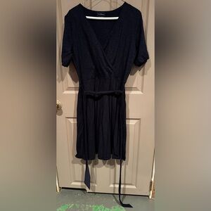 L.L. Bean Navy Blue Faux Wrap Dress